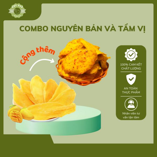 Combo Xoài Sấy Dẻo (Nguyên Vị + Muối Ớt) Mộc Quả